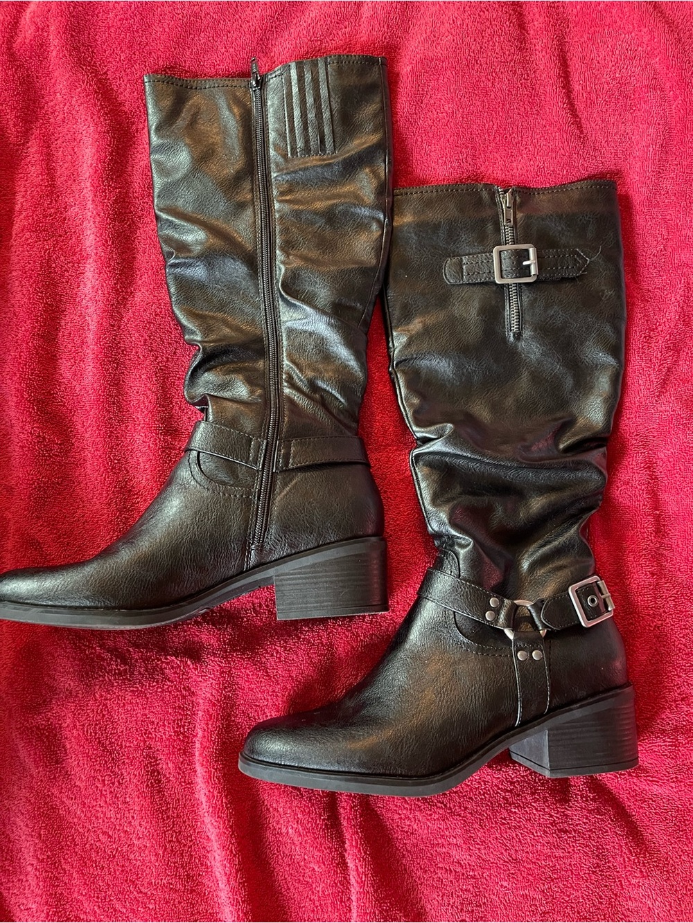White Mountain Black Riding Heeled Boots